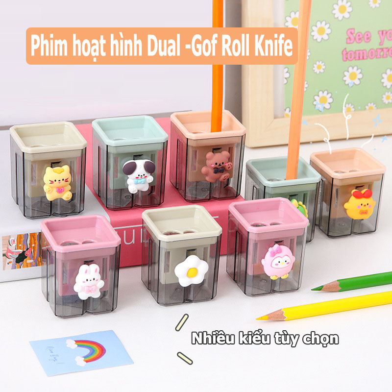 Dụng cụ gọt bút chì 2 lỗ hoạt hình cute thuận tiện cho học sinh sinh viên thiết kế nhỏ gọn sáng tạo dễ vệ sinh