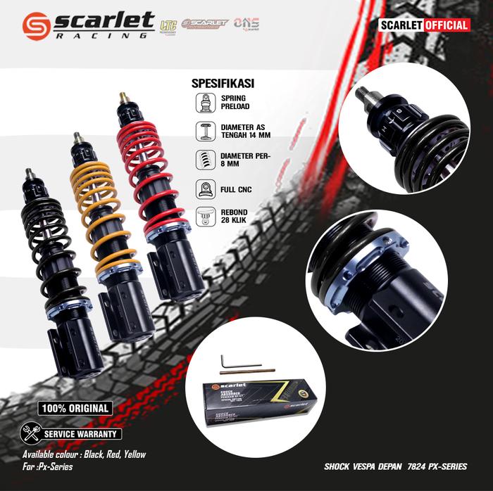 PROMO- SCARLET RACING SHOCK SHOCKBREAKER SKOK DEPAN 7824 VESPA PX SERIES - TOKO TERMAY Harga  1,630,000 Ringgit*Penghantaran Percuma