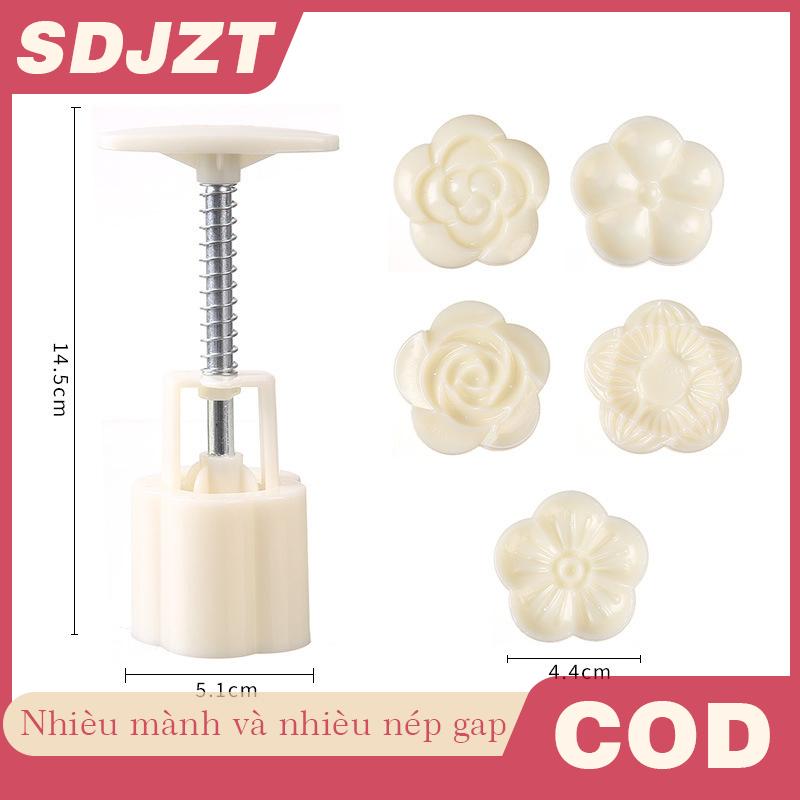 SDJZT 5Pcs Set Chinese Style Mooncake Mold Hand Press Cake Mold Stamps Mid-Autumn Festival Pastry Mo