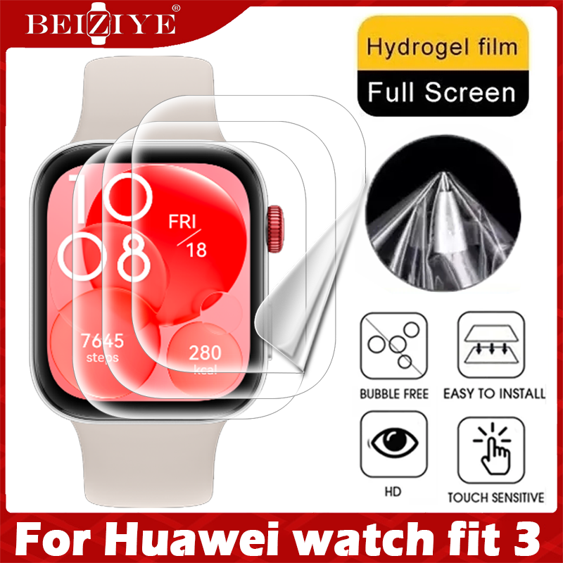 Phim Hydrogel mềm cho Huawei Watch Fit 3 Bảo vệ màn hình Phim bảo vệ cong 9D Hawei Hauwei Huawey Watch Fit3 Bảo vệ màn hình Smartwacth Không phải kính