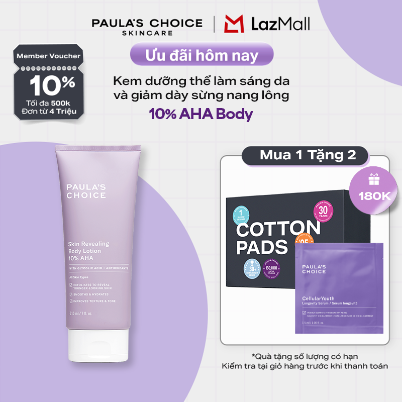 Kem dưỡng thể làm sáng da Paula’s Choice RESIST SKIN REVEALING BODY LOTION WITH 10% AHA 5900