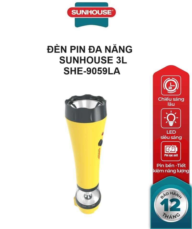 Đèn pin đa năng sunhouse 3l she-9059la - màu vàng_ hàng chính hãng