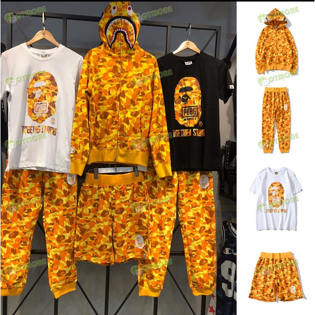 Mới Áo Hoodie BAPE X PUBG Màu Cam Rằn Ri Hình Đầu Cá Mập Ape Vàng Sa Mạc Jakets Cổ Điển Cho Nam Và N