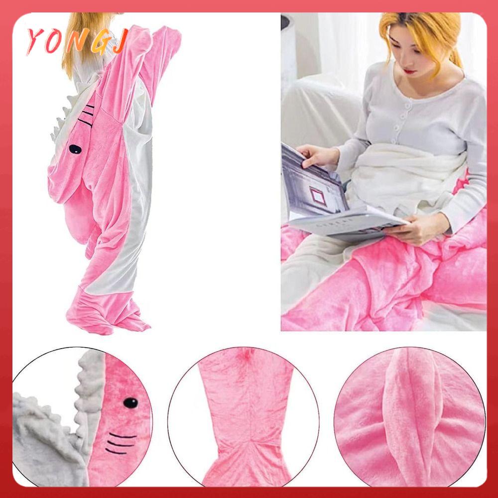 YONGJ Hoạt hình Túi ngủ hình cá mập Vải flanen Chất lượng cao Chăn cá mập Quà Tặng Mềm Áo Hoodie