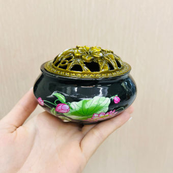 Lư Hương Xông Đốt Trầm Hương Bằng Gốm Sứ Cao Cấp