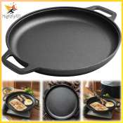 Cast Iron Non-Stick Pizza Pan with Dual Handles