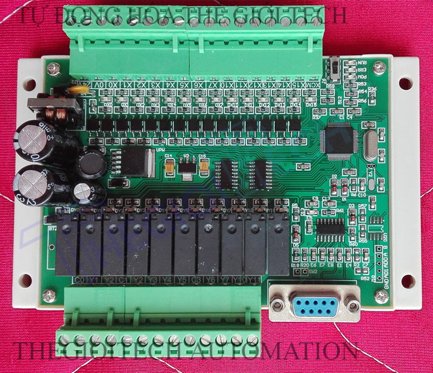Board mạch PLC HK FX1N 24MR CFB - 14 Input/10 Output RELAY  RS232  Mạch trần & Có vỏ gắn ray  DC24V, GX Works2 Mitsubishi - 1N-24MR-CFB có đế