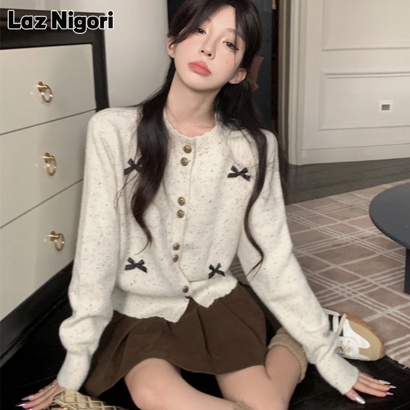 Áo cardigan dệt kim nữ LAZ nigori, áo len có nơ đáng yêu