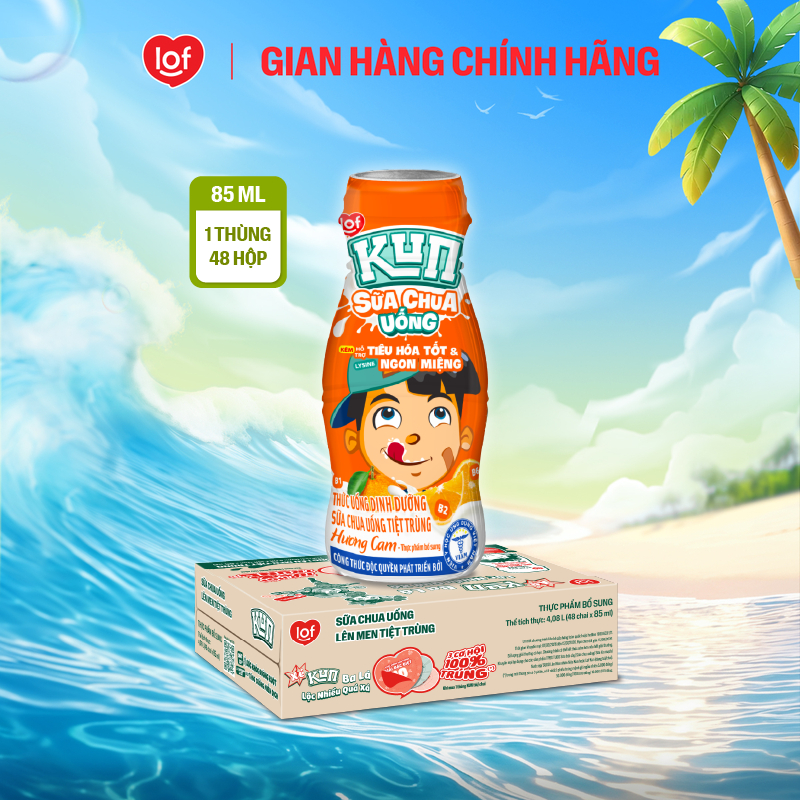 Sữa chua uống KUN vị cam thùng 48 chai x 85ml