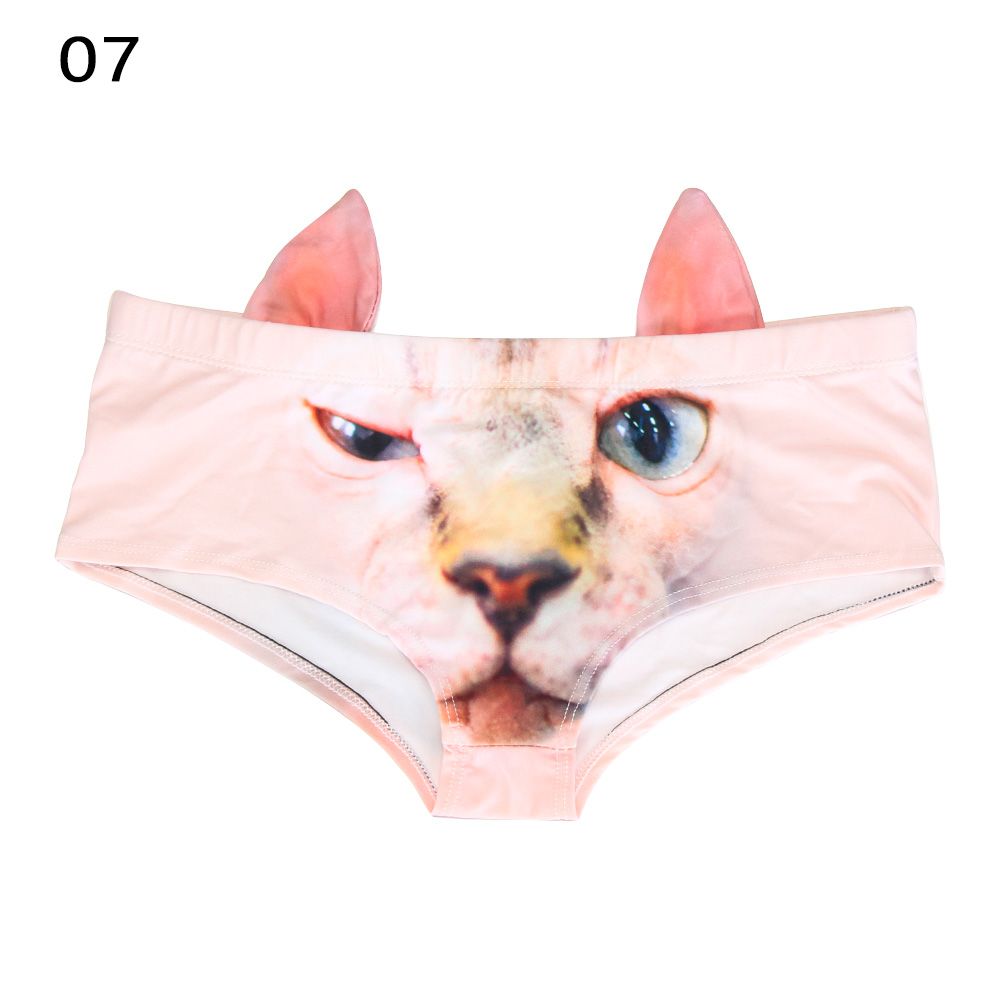 UIOKJEA Nâng lên Bull Dog Cheetah Mèo lợn Quần lót nữ Đồ lót Loài vật in 3d