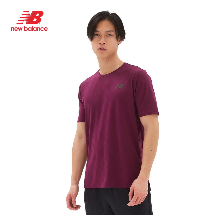 New balance áo thun thể thao nam app running t-shirt m darkembe mt23281dem