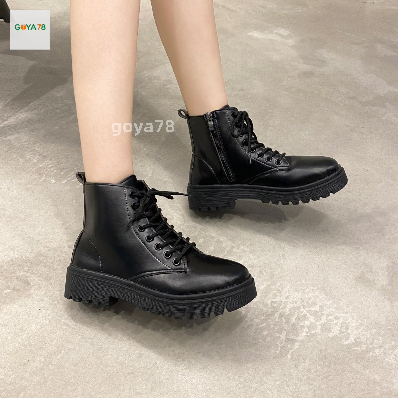 Giày Bốt Nữ Màu Đen Mẫu Mới Mùa Thu 2020 Ống Ngắn Đế Dày Đẹp Trai