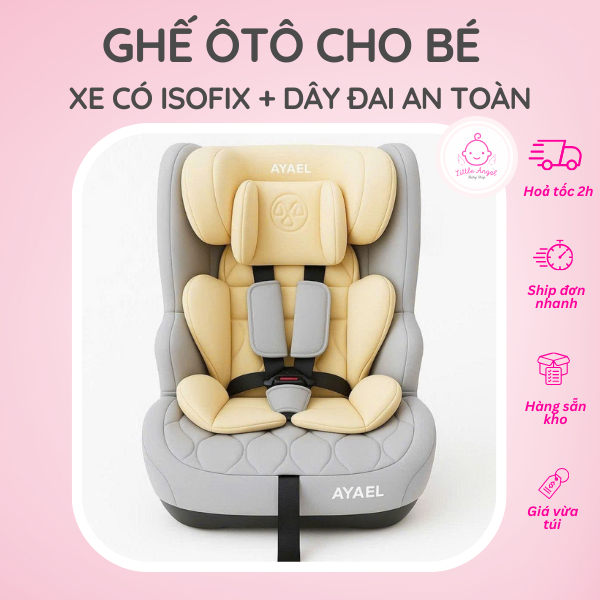 Ghế Ngồi Ô tô Cho Bé Dây Có Chốt ISOFIX An Toàn, Chuẩn Quốc Tế Chính Hãng AYAEL Đạt I-SIZE R129 (1–10 Tuổi)