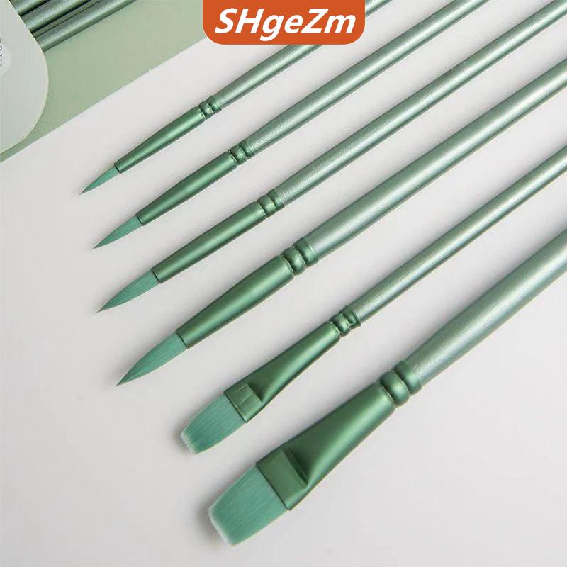 [COD] SHgeZm 4 6 bàn chải màu nước mũi nhọn tròn Đầu phẳng tóc mềm người mới bắt đầu học sinh nghệ thuật vẽ tay màu nước bàn chải sơn nylon