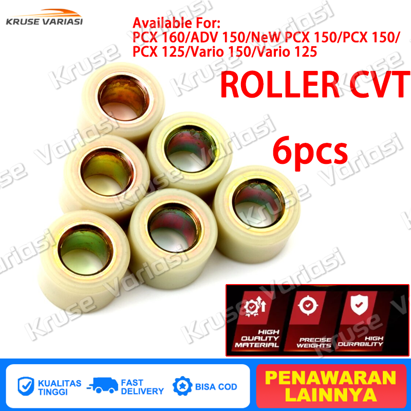 Roller Racing Clutch Weight 12g 6pcs Hitam CVT Set For BEAT DELUXE SCOOPY GENIO SPIN Harga 28,000 rupiah*Gratis Ongkir