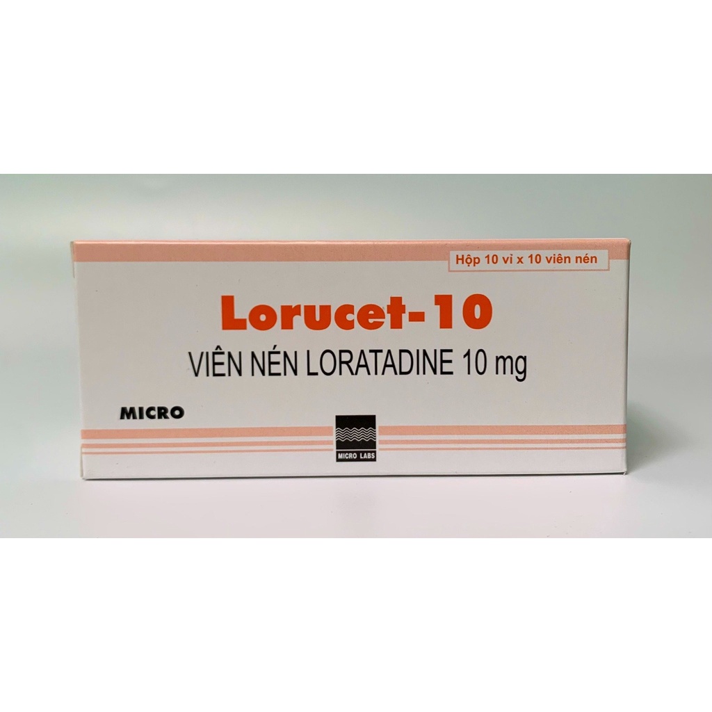 Lorucet Loratadin 10mg giúp giảm viêm mũi dị ứng, mày đay Hộp 100 viên