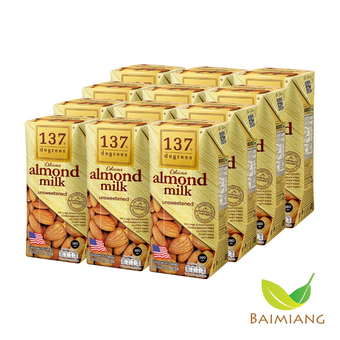 [4 แพ็ค] 137 Degrees นมอัลมอนด์ สูตรอันสวีทแทนด์ ขนาด 180 มล. (03589-12) ราคา 340 บาท*ส่งฟรี