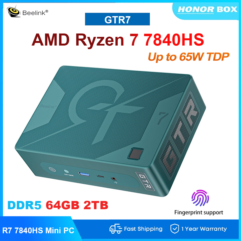 Beelink GTR7 Gaming Mini PC Ryzen 7 7840HS Up to 65W TDP Radeon 780M Dual USB4 Dual Lan Port 4 Display Win 11 Desktop Mini Computer ราคา 19,906 บาท*ส่งฟรี