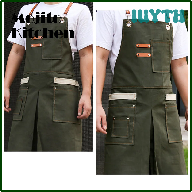 IUYTH Adjustable Neckband Waistline Denim Apron Convenient Front Pocket Foldable Soft Wear-resistant Overalls for Home Kitchen Garden WRHTN