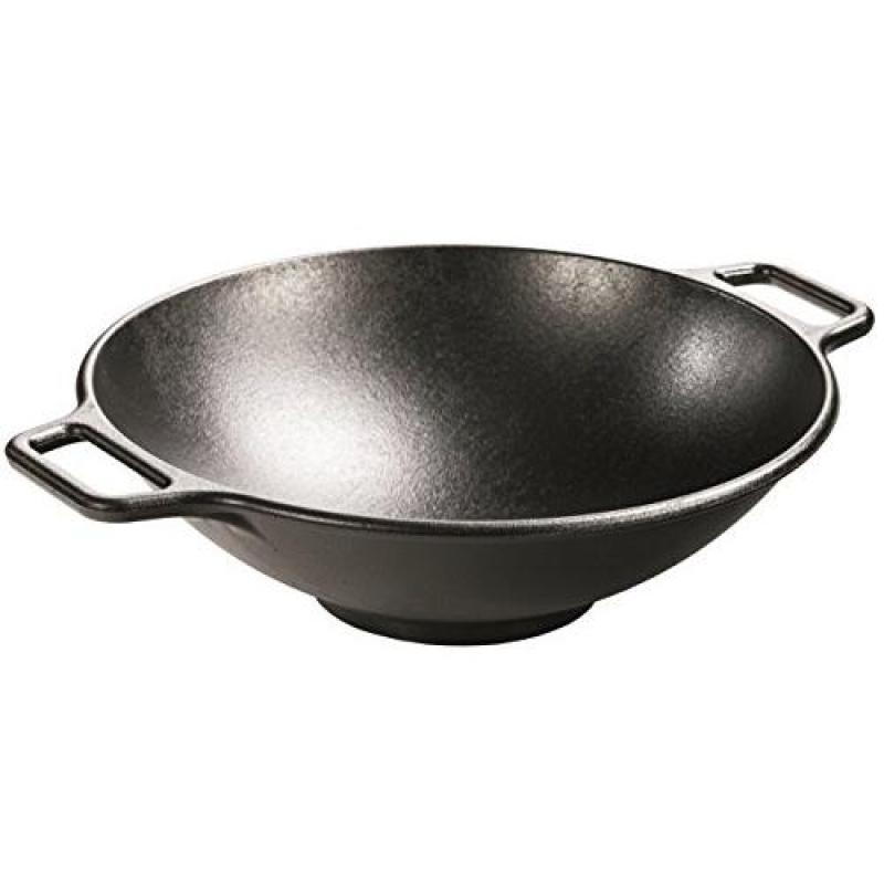 Lodge 14 Inch Cast Iron Wok. Pre-Seasoned Wok with Flattened Bottom for Asian Stir Fry and Sautees Singapore