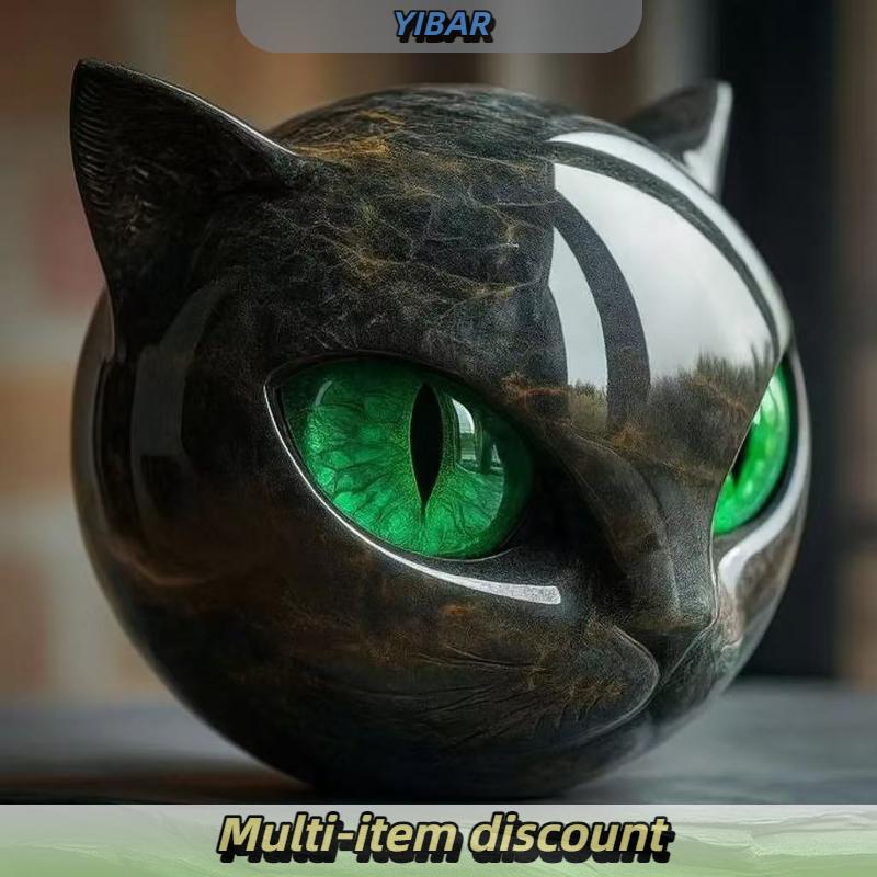 YIBAR รูปปั้นหินรูปแมวสีดำสำหรับวันฮาโลวีนประดับด้วยหินรูปแมวรูปปั้นแมวบ้านสำนักงานหนังสืองานฝีมือตกแต่ง ราคา 180 บาท*ส่งฟรี