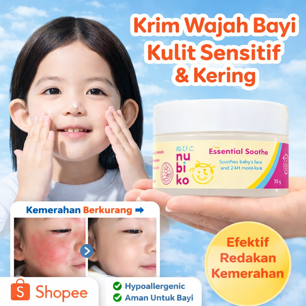 Pelembap Bayi Nubiko Essential Soothe 30g Krim Bayi Halal Baby Moisturizer Lembut Untuk Perawatan Wajah Bayi