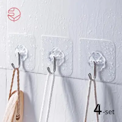 SHIMOYAMA Transparent Hook Waterproof Traceless Strong Magic Sticker Plastic Wall Hook Kitchen Bathroom Hook