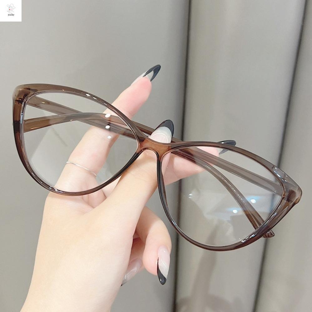 YOCKY Khung lớn Kính cận thị chống tia xanh Độ mạnh tròng kính 0 đến -400 Khung mắt mèo Kính mắt máy tính Siêu nhẹ Nhẹ Kính cận thị đã hoàn thiện Phụ nữ/Đàn ông