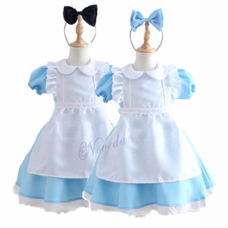 Halloween Kids Girls Anime Alice Adventures Blue Party Dress Alice Dream