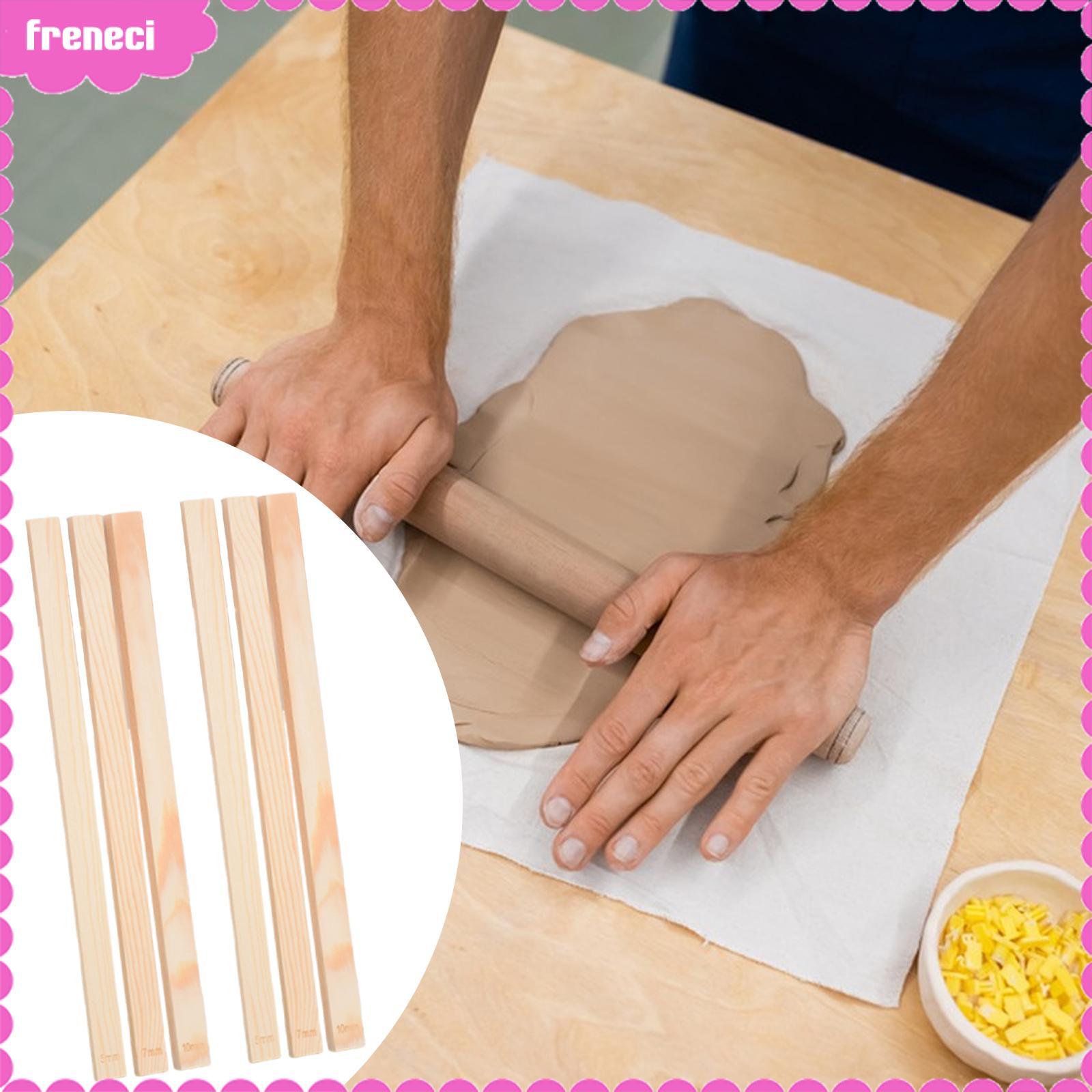 Freneci 6 miếng thanh lăn bằng gỗ hướng dẫn Dải đo dụng cụ nhà bếp bánh lăn Dải dụng cụ đồ thủ công bằng gỗ bùn hàng ngày tại nhà