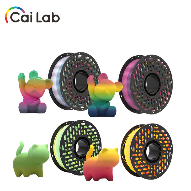 【Thriving】 CaiLab 1KG PLA 3D Printer Filament 1.75mm PLA+ Silk Rainbow 3 Color FDM 3D Printer Smooth