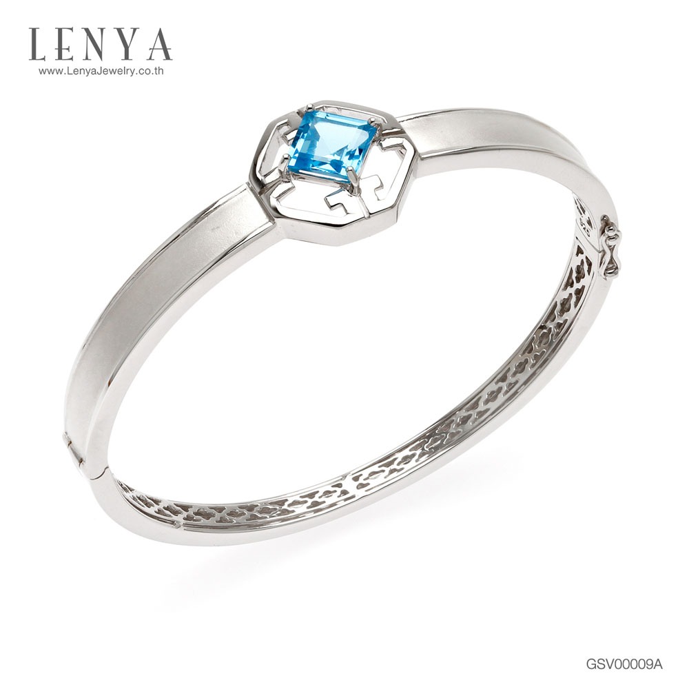 Lenya Blue Topaz Gemstone Bracelet Enhances Confidence, Clarity, and Intelligence. Size 8 Mm. 925 Sterling Silver Body with White Gold Plating. ราคา 6,500 บาท*ส่งฟรี