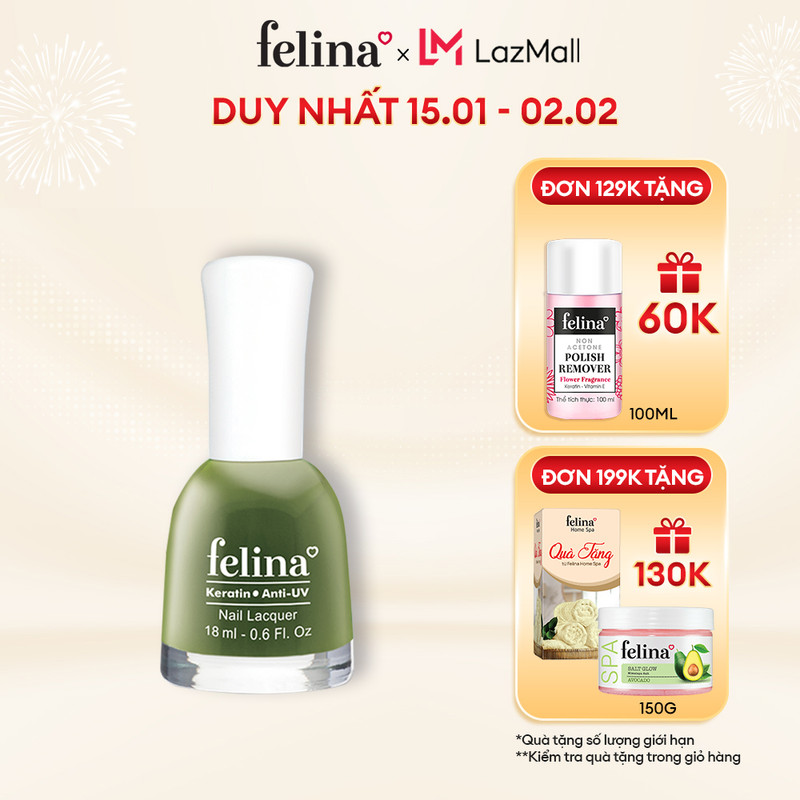 Sơn móng tay felina nail 18ml, màu xanh olive cs503