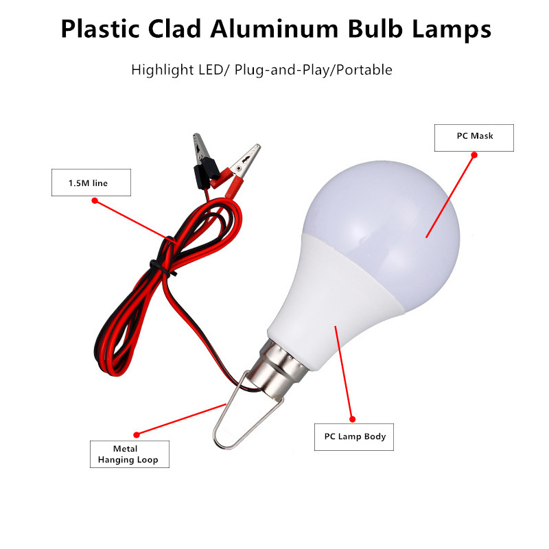 OIMG Led Bulb DC 12V 12V-85V 3W 5W 9W 12W 15W 18W with 1.2m Wire Led Lamp 6000K Light Lamp for Home Decoration Led Lamp Home Decor