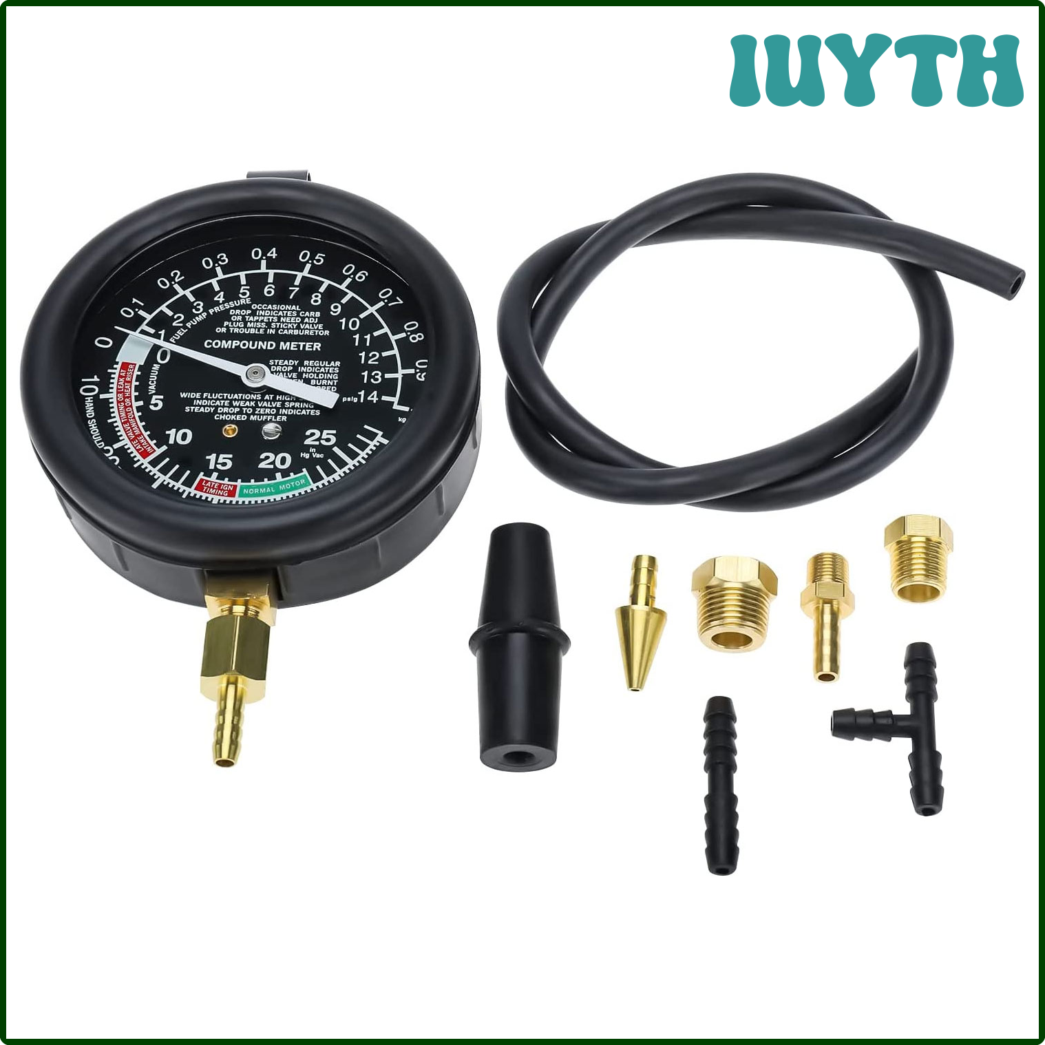 IUYTH Carburetor Carb Valve Fuel Pump Pressure, Vacuum Tester Gauge Test Kit, Engine Vacuum Pressure Tester for Automotive Cars Trucks WRHTN