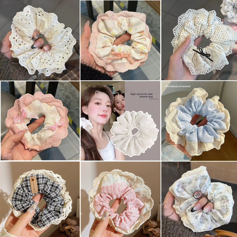 Big Scrunchies for Women Korean Style High-end Lace Hair Tie