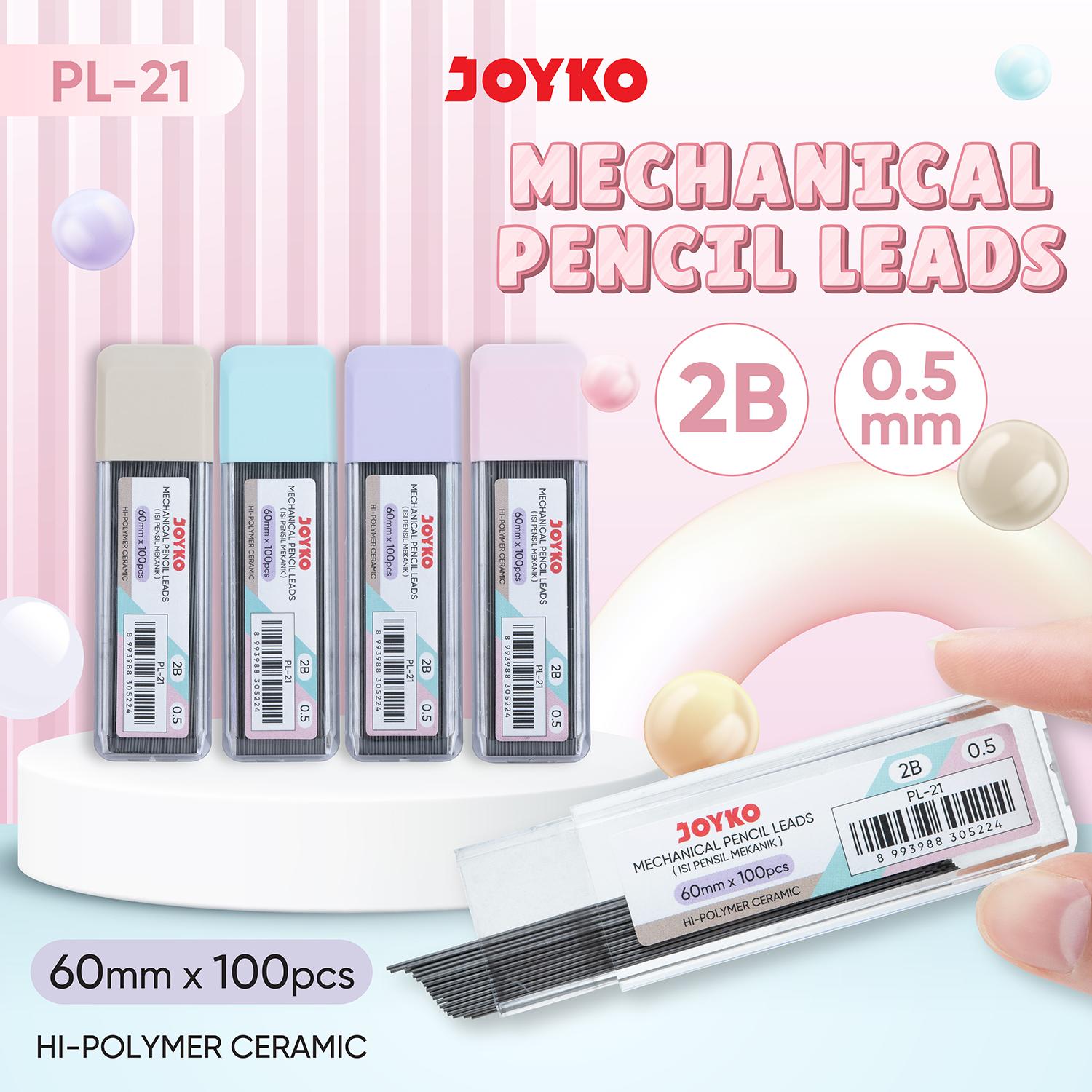 JOYKO Pencil Lead Isi Pensil Mekanik PL-21 2B 0.5 mm Hi-Polymer Ceramic