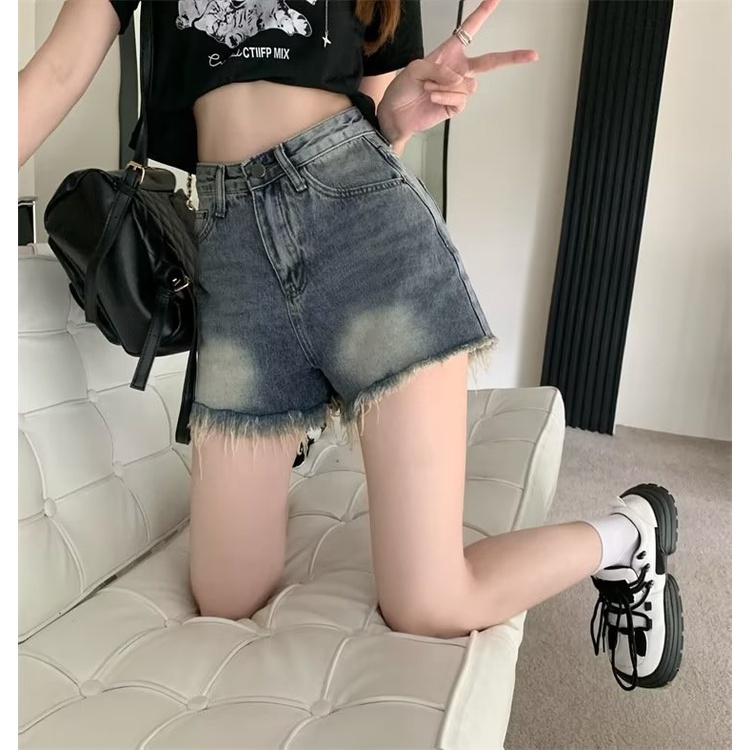 COD NZN Quần Short denim Lưng Cao Ống Rộng Thời Trang Cho Nữ FHDDF