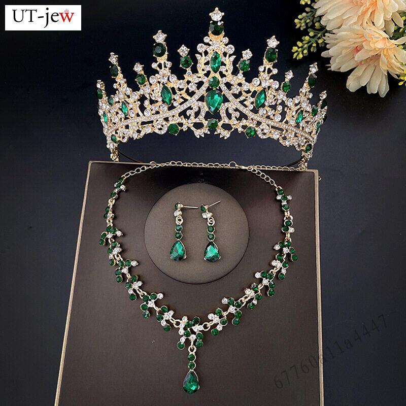 ชุดสร้อยครบเซท มงกุฎเจ้าสาว Rhinestone แฮนด์เมด, ชุดเครื่องประดับต่างหูสร้อยคอผู้หญิง, เครื่องประดับผมเจ้าสาวที่หรูหรา เครื่องประดับศรีษะคริสตัลมงกุฎเจ้าหญิง มงกุฎนางงาม TF-Ret-TH ราคา 280 บาท*ส่งฟรี