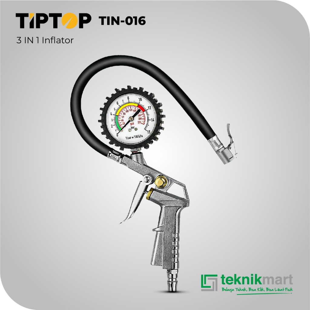 Tip Top Inflator TIN-016 3 in 1 / Pompa Ban Isi Angin / Tire Air Pressure Gauge Harga 59,000 rupiah*Gratis Ongkir