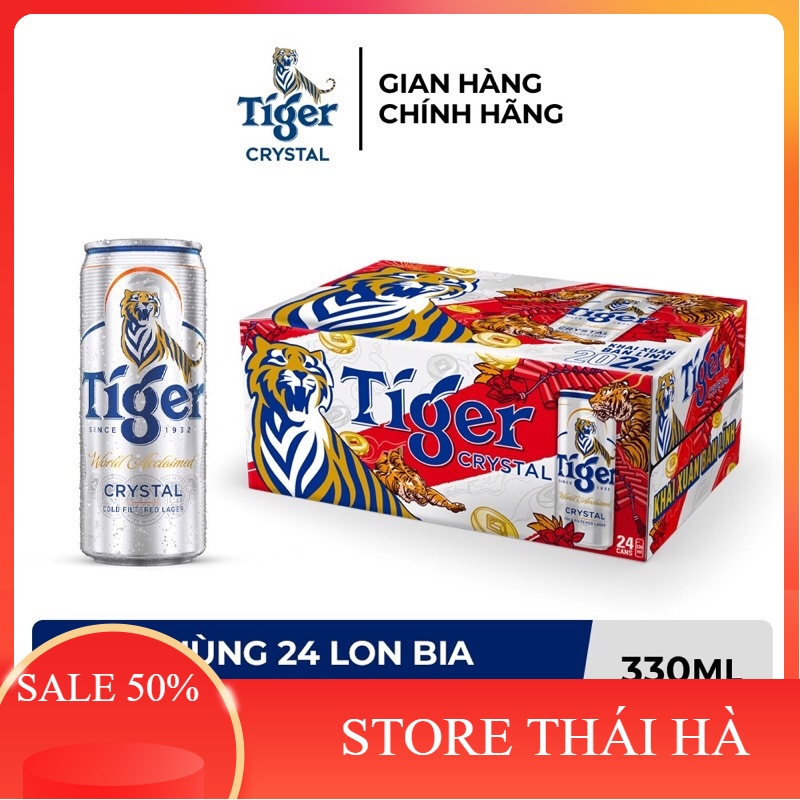 THÙNG 20 LON BIA TIGER BẠC CRYSTAL 330ML - Shop Thái Hà