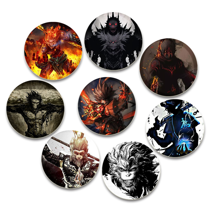 32/44/58mm Monkey King/Sun Wukong Round Pins Cartoon Dark Angel/skull Brooch Custom Handmade Badge Handsome Accessories Jewelry Gifts