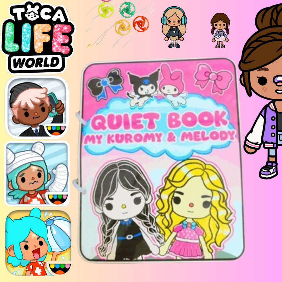Ngôi nhà búp bê giấy - đồ chơi Toca Boca kuromi và melody quiet book dễ thương
