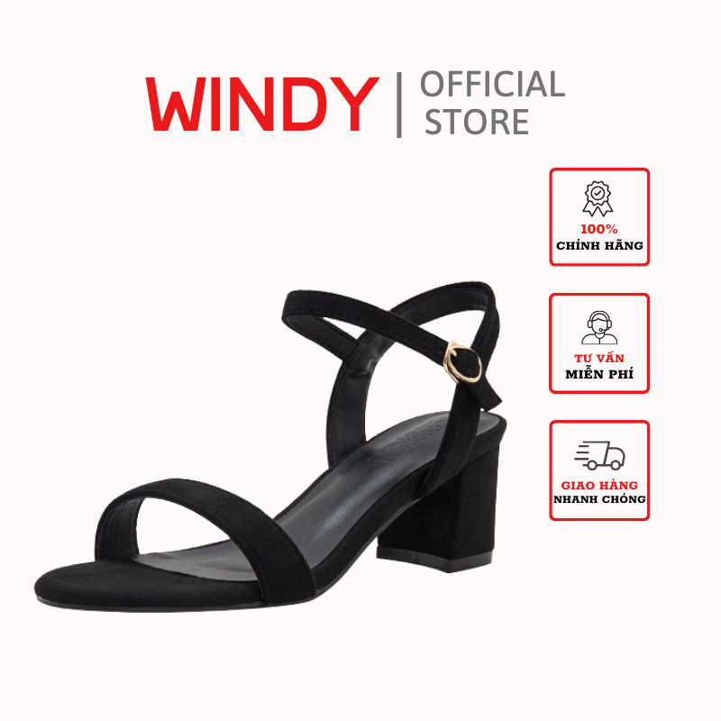 Giày cao gót windy quai ngang chất da mờ hở gót cao 3p cg-0146