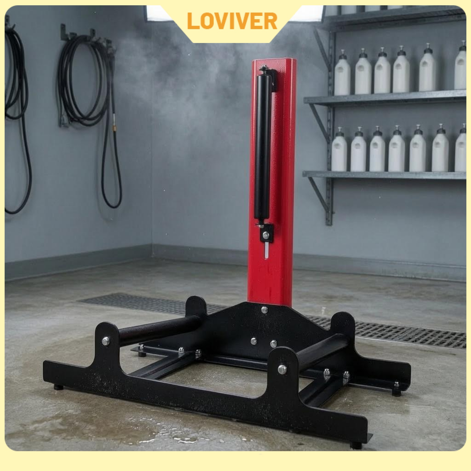 LOVIVER Raised Side Supports Wheel Cleaning Rack Slimline Tire Cleaning Rack Metal Base Rotating Tire Stand 200 Kg Load ราคา 9,419 บาท*ส่งฟรี