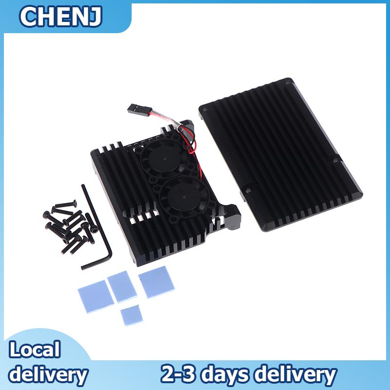 CHENJ Raspberry Pi 4เคสอลูมิเนียมมี ไม่มีพัดลมระบายความร้อนแบบคู่กรอบโลหะสีดำสำหรับ4B Rpi Raspberry Pi ราคา 174 บาท*ส่งฟรี