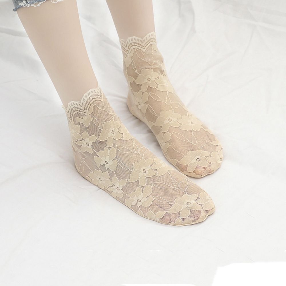 Jubeng Trong Suốt Thoáng Khí Hoa Mùa Hè Cô Gái Phụ Nữ Rỗng Vớ tất ren tất lưới Nữ Hàng dệt kim