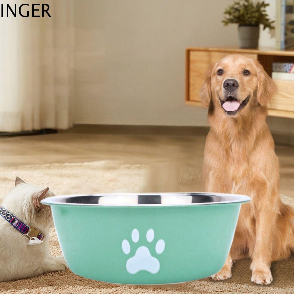INGER Chống trượt Bát cho chó bằng inox Sức chứa lớn Không gỉ Bát thức ăn cho chó Bát cho thú cưng ăn Dụng cụ cho thú cưng ăn Bát nước cho chó Dành cho chó con mèo