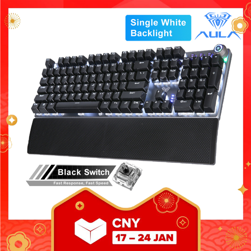 AULA F2058/F2088 Mechanical Gaming Keyboard wrist rest Multimedia Knob, Marco Programming metal panel LED Backlit keyboard for Computer Gamer Singapore