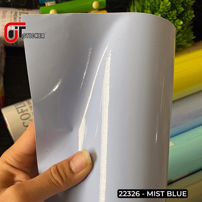 Skotlet mist blue pastel glossy sticker scotlite mist blue pastel premium color vinyl Harga 12,780 rupiah*Gratis Ongkir